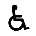 The symbol for an accessible area, trail or parking space.