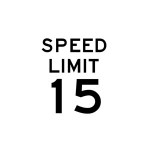 The symbol for a speed limit 15 MPH.
