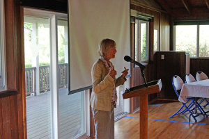 Councilmember Nancy Gardner speaks about trails and open space.