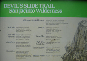 Devil's Slide welcomes you to the San Jacinto Wilderness